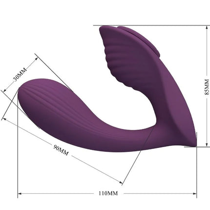 Lila silikon adult toy mit gebogenem flügelartigem design und strukturierter oberfläche von pretty love franz massager und vibrator