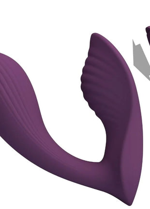 Lila silikonadultspielzeug franz massager und vibrator mit gebogener flügelgestaltung und abnehmbarem kapı