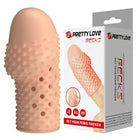 Peachfarbene silikon penis sleeve von pretty love mit strukturierter oberfläche und löchern für einen dickeren penis