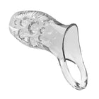 Klare transparente silikon cockring mit floralen gravurmuster und integriertem stützring für sicheren sitz von pretty love