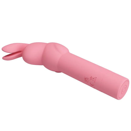 Pink silikon vibrator in kaninchenform mit glatten konturen und zylindrischem griff von pretty love