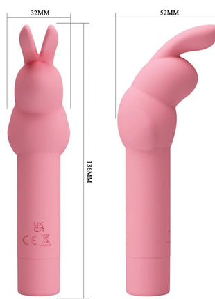 Pretty love gerardo rosa silikon kaninchen vibrator in pink mit runden ohren und gebogenem schwanz