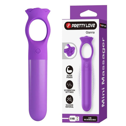 Pretty love gianna lila mini vibrator aus silikon mit rosenförmigem kopf und usb wiederaufladbar