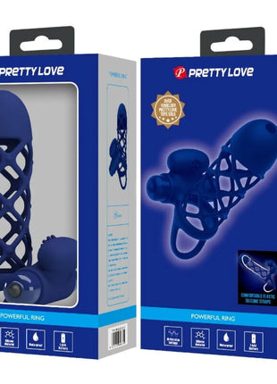 PRETTY LOVE - GIANN VIBRATORRING MIT SILIKONHÜLLE BLAU - Penisring mit Vibration