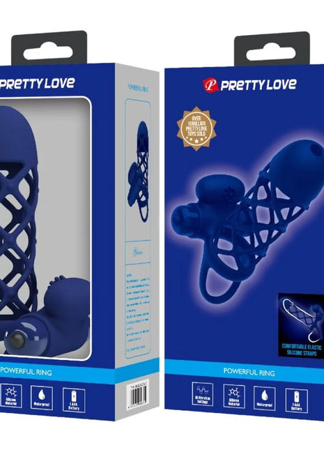 PRETTY LOVE - GIANN VIBRATORRING MIT SILIKONHÜLLE BLAU - Penisring mit Vibration