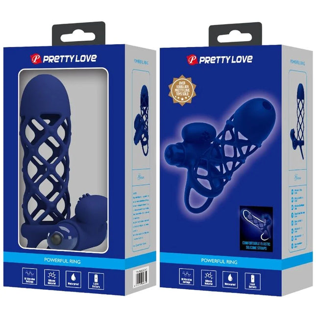 PRETTY LOVE - GIANN VIBRATORRING MIT SILIKONHÜLLE BLAU - Penisring mit Vibration
