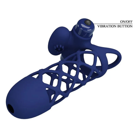 PRETTY LOVE - GIANN VIBRATORRING MIT SILIKONHÜLLE BLAU - Penisring mit Vibration