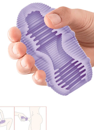 Lila silikon anal reinigungsbürste mit gerillter textur und ergonomischer form im pretty love glattes streifen-cupid-masturbator-ei