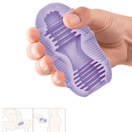 Lila silikon anal reinigungsbürste mit gerillter textur und ergonomischer form im pretty love glattes streifen-cupid-masturbator-ei