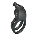 Schwarzer silikon pretty love vibrierende penisring mit power- und silbernen tasten, ergonomisches design wie tierkopf