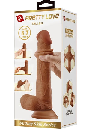 Realistischer brauner silikon dildo 22 cm aus der sliding skin serie von pretty love