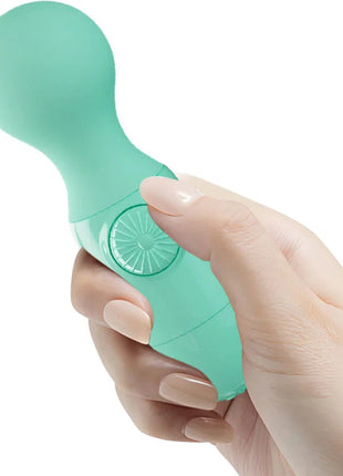 Mintgrüner silikon-vibrationsstab mit rundem bedienknopf am griff von Pretty Love Mini-Persönlicher Massager