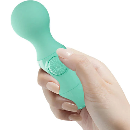 Mintgrüner silikon-vibrationsstab mit rundem bedienknopf am griff von Pretty Love Mini-Persönlicher Massager