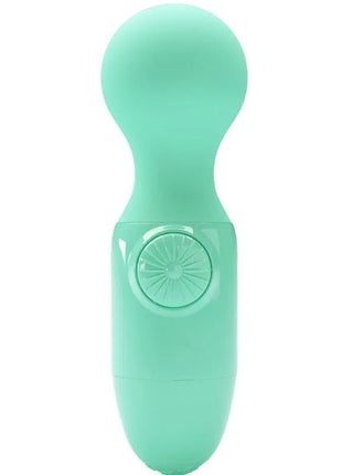 Mintgrüner silikon mini persönlicher massager von pretty love mit kreisförmiger bedientaste am griff