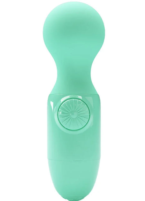 Mintgrüner silikon mini persönlicher massager von pretty love mit kreisförmiger bedientaste am griff