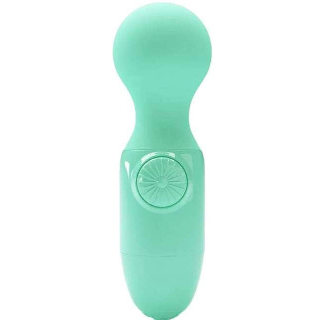Mintgrüner silikon mini persönlicher massager von pretty love mit kreisförmiger bedientaste am griff