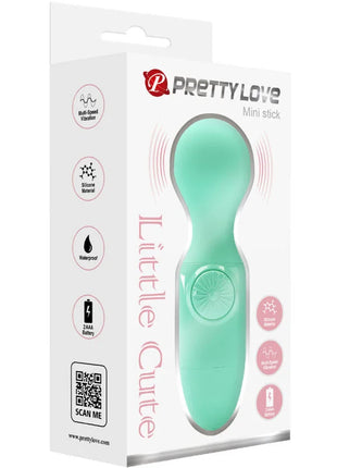 Mintgrüner silikon mini-stick vibrator mit rundem bedienknopf von pretty love für persönliche massage