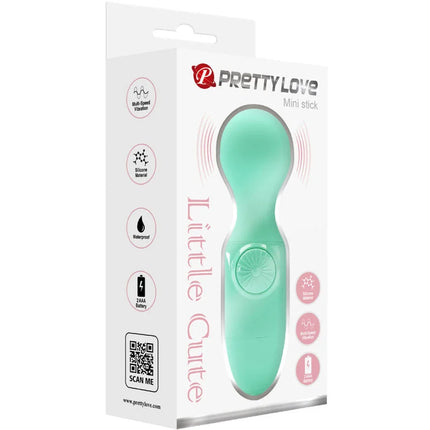 Mintgrüner silikon mini-stick vibrator mit rundem bedienknopf von pretty love für persönliche massage