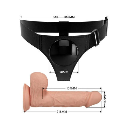 PRETTY LOVE - HARNESS-HOSE UNIVERSAL-HARNESS MIT DILDO JERRY 21.8 CM NATUR - Geschirre