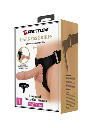 PRETTY LOVE - HARNESS-HOSE UNIVERSAL-HARNESS MIT DILDO JERRY 21.8 CM NATUR - Geschirre