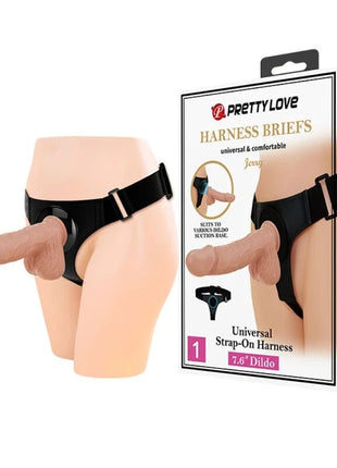 PRETTY LOVE - HARNESS-HOSE UNIVERSAL-HARNESS MIT DILDO JERRY 21.8 CM NATUR - Geschirre