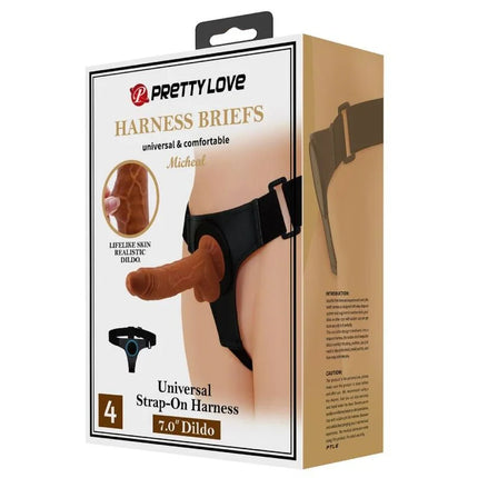 PRETTY LOVE - HARNESS-HOSE UNIVERSAL-HARNESS MIT DILDO MICHEAL 20 CM SCHWARZ - Geschirre