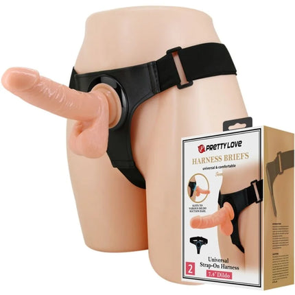 PRETTY LOVE - HARNESS-HOSE UNIVERSAL-HARNESS MIT DILDO TOM 20 CM NATUR - Geschirre