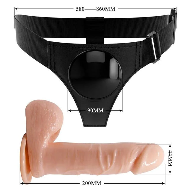 PRETTY LOVE - HARNESS-HOSE UNIVERSAL-HARNESS MIT DILDO TOM 20 CM NATUR - Geschirre