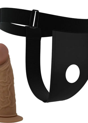 Tan silikon dildo mit realistischer textur und schwarzem verstellbarem gürtel für sicheren halt harness mit dildo von pretty love