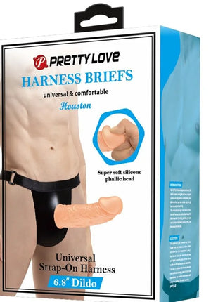 Pretty love harness mit dildo 6,8 zoll universal mit superweichem silikon phalluskopf und schwarzen gurtbändern