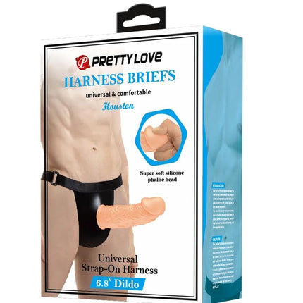 Pretty love harness mit dildo 6,8 zoll universal mit superweichem silikon phalluskopf und schwarzen gurtbändern