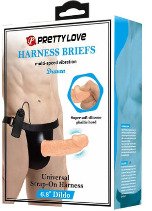 Prettylove 6,8 zoll universal strap-on harness mit vibrationsdildo aus superweichem silikon in schwarz