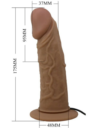 Tanfarbener 175mm silikon dildo mit realistischem struktur und stabilem sockel aus dem pretty love harness mit vibrationsdildo
