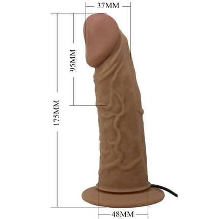 Tanfarbener 175mm silikon dildo mit realistischem struktur und stabilem sockel aus dem pretty love harness mit vibrationsdildo