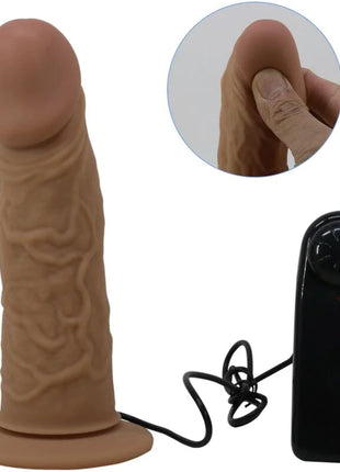 Tan silikon männlicher masturbator mit strukturierter oberfläche und schwarzer fernbedienung von Pretty Love Harness mit Vibrationsdildo