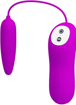 Vibrierendes toy pretty love harriet massager-stimulator mit lila silikon und weißem bedienfeld mit power- und modustasten