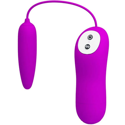 Vibrierendes toy pretty love harriet massager-stimulator mit lila silikon und weißem bedienfeld mit power- und modustasten