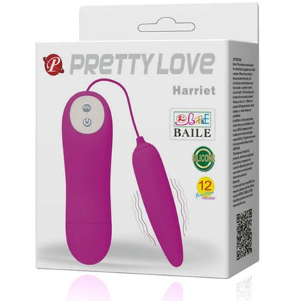Lila silikon vibrator mit weißem bedienfeld und kabel marke pretty love harriet massager-stimulator