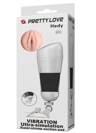 Prettylove hedy vagina masturbator mit vibration in weiß und schwarz mit ultra simulation saugpad für bessere leistung