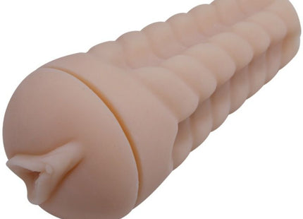 Beiger silikon cockring mit geriffelter struktur und abgerundeten enden von pretty love hedy weisser vagina-masturbator