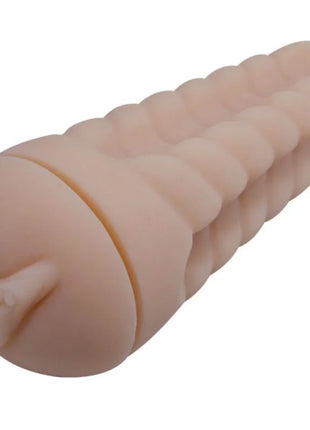 Beiger silikon cockring mit geriffelter struktur und abgerundeten enden von pretty love hedy weisser vagina-masturbator