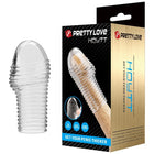 Klarer, gerippter silikon-penissch sleeve von pretty love für einen dickeren penis in transparentem design