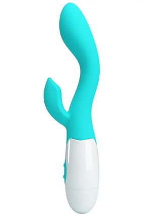 Teal und weiße silikon vibrato wands mit gebogenem ergonomischem design von pretty love helliger g-spot-vibrator aquagrün