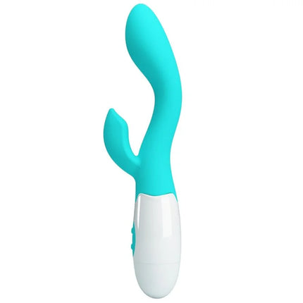 Teal und weiße silikon vibrato wands mit gebogenem ergonomischem design von pretty love helliger g-spot-vibrator aquagrün