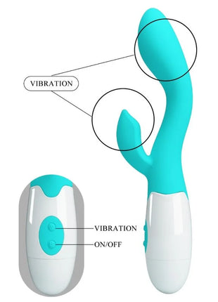 Teal und weiße PRETTY LOVE helliger g-spot-vibrator mit gebogenem, ergonomischem design und fernbedienung