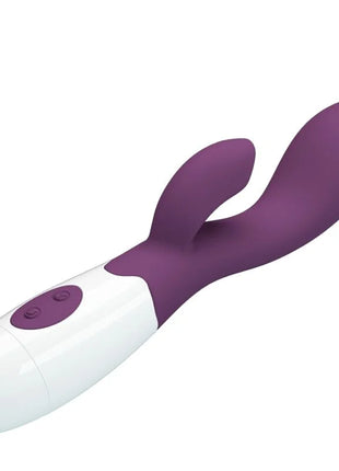 Pretty love helliger g-spot vibrator lila silikonkanin in lila und weiß mit glatter, glänzender oberfläche