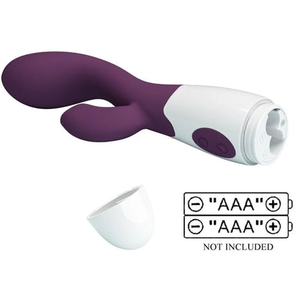 Pretty love helliger g-spot-vibrator lila in lila und weiß mit ergonomischem silikonkaninchen-design