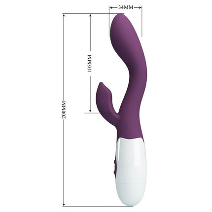 Lila silikon g punkt vibrator von pretty love in hasenform mit ergonomischem, gebogenem design
