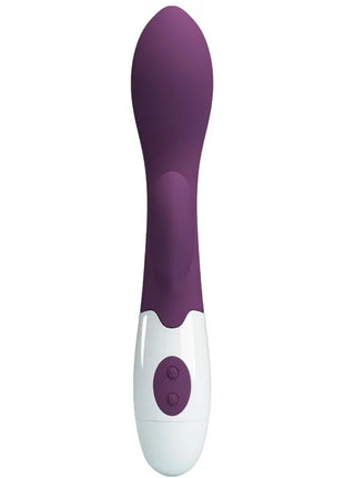 Pretty love helliger g-spot-vibrator lila lila weißer silikongriff mit zwei kontrollelementen am griffende