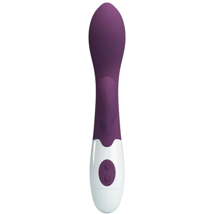 Pretty love helliger g-spot-vibrator lila lila weißer silikongriff mit zwei kontrollelementen am griffende